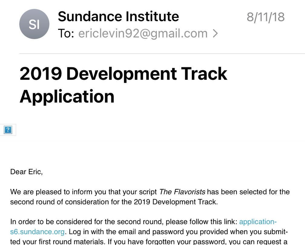 Sundance 2nd Round Email