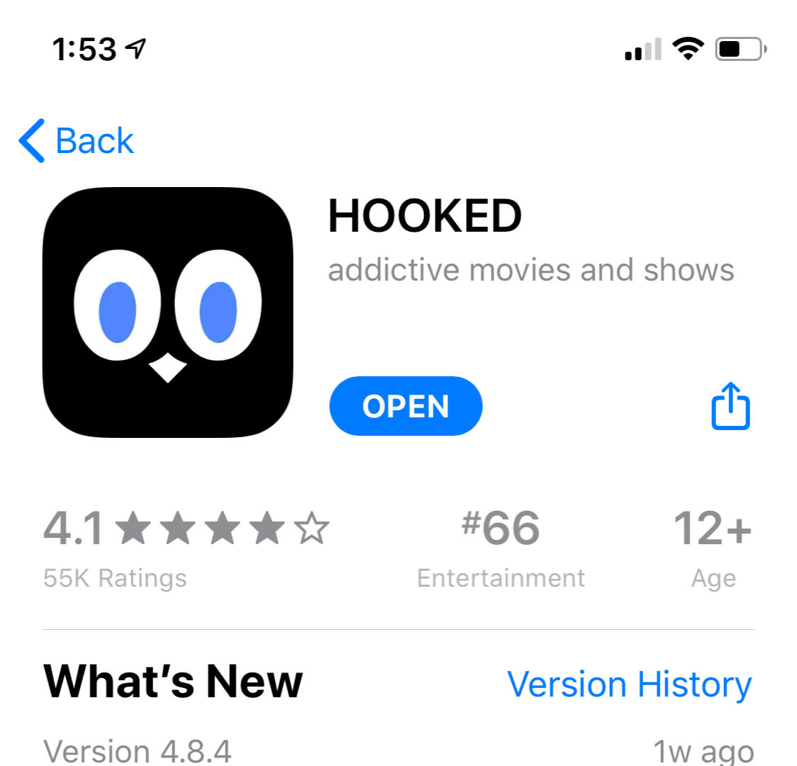 Hooked app description from iOS